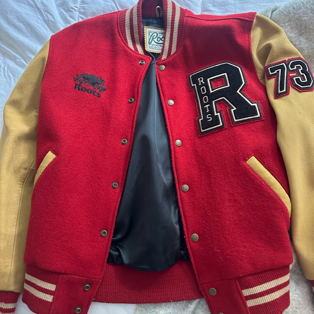 Roots Red and Yellow Letterman Jacket